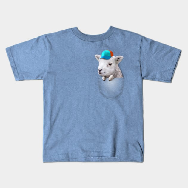 POCKET LAMB WITH CAP Kids T-Shirt by ADAMLAWLESS